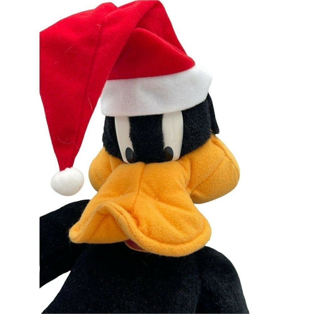 Vintage Daffy Duck Poseable Plush Ace Looney Tunes Christmas Santa Hat 1996